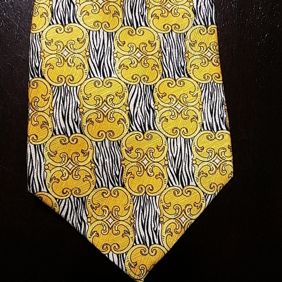 GIANNI Versace Zebra Yellow Print Vintage Tie - Picture 1 of 5